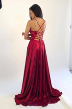 Satin Prom Dresses V-neckline Slit In Prom Dress SYP3