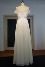 Ivory Spaghetti Sweetheart A-line Floor Length Ruffled Chiffon Prom Dresses