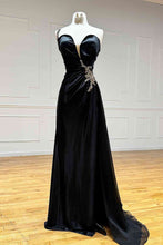 Jaiden | Black Rhinestone One Shoulder A Line Prom Dress with Slit