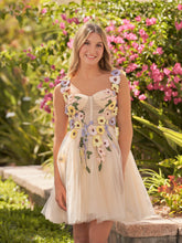 3D Flower Tulle Short Length Prom Dresses