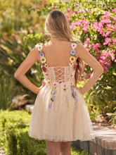 3D Flower Tulle Short Length Prom Dresses