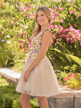 3D Flower Tulle Short Length Prom Dresses