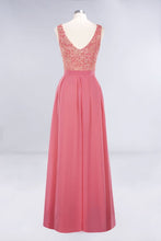 Jewel Ruffles Floral Lace Simple Prom Dresses | A-Line Sleeveless Coral Evening Dresses