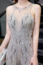 Jewel Sleeveless Tulle Evening Jumpsuit with Sequins