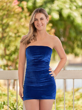 Bodycon Strapless Royal Blue Velvet Homecoming Dresses