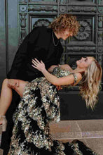 Kaira | Gold Off the Shoulder Sequin Long Prom Dress with Slit