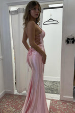 Kimia | Cute Mermaid Scoop Neck Pink Satin Long Prom Dress