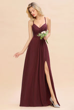 Lace Spaghetti Straps Prom Dresses | A-Line Sleeveless Side Split Evening Dresses