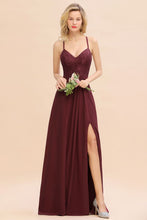 Lace Spaghetti Straps Prom Dresses | A-Line Sleeveless Side Split Evening Dresses