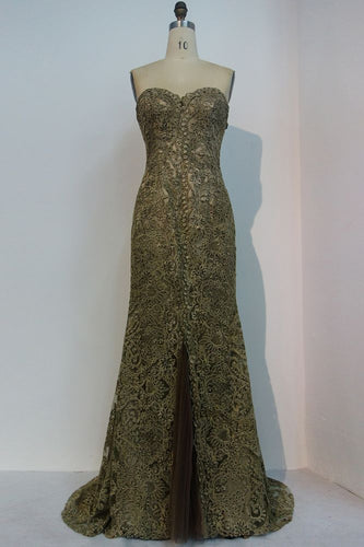 Lace Strapless Mermaid Sweetheart Floor Length Prom Dresses