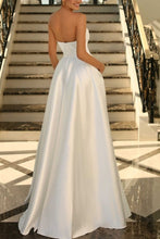 Lachlan | Satin A-Line Scoop Empire-Waist Pleated Satin High Slit Formal Prom Dress