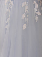 Cynthia | Light Blue V Neck Lace-Up Appliques Tulle Long Prom Dress