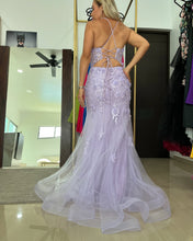 Armani |Lilac Mermaid Scoop Neck Prom Dress with Appliques