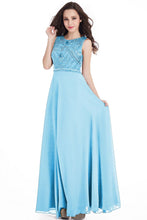 Long Sheath Jewel  Floor Length  Chiffon Crystals Prom Dresses