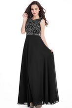 Long Sheath Jewel  Floor Length  Chiffon Crystals Prom Dresses