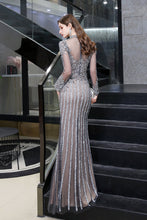 Long Sleeve Mermaid Sequins High-Neck Evening Gowns