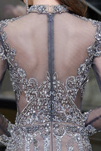 Long Sleeve Mermaid Sequins High-Neck Evening Gowns