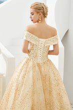 Luxury Off-the-Shoulder Tulle Ball Gown Sequins Princess Party Gown for Girls