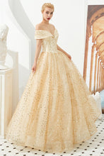 Luxury Off-the-Shoulder Tulle Ball Gown Sequins Princess Party Gown for Girls