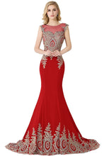 Mermaid Appliques Court Train Chiffon Evening Dress