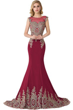 Mermaid Appliques Court Train Chiffon Evening Dress