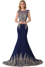 Mermaid Appliques Court Train Chiffon Evening Dress