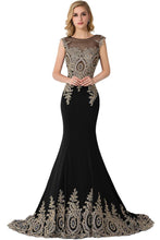 Mermaid Appliques Court Train Chiffon Evening Dress