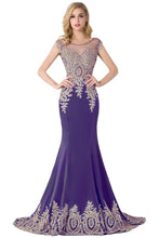 Mermaid Court Train Chiffon Evening Dress with Appliques