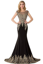 Mermaid Court Train Chiffon Evening Dress with Appliques
