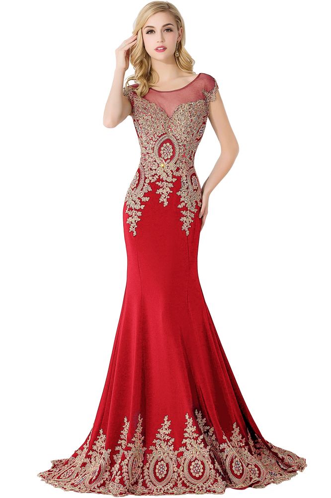 Mermaid Court Train Chiffon Evening Dress with Appliques