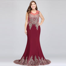 Mermaid Crew Floor Length Sleeveless Appliques Burgundy Evening Dresses
