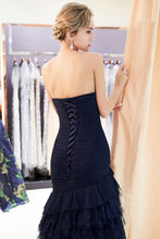 Mermaid Sweetheart Strapless Draped Tulle Long Evening Dress