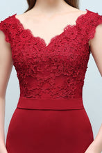 Mermaid V-neck Appliques Beads Floor Length Prom Dresses with Sash