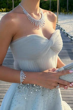 Mika | Strapless A-Line Tulle Long Prom Dress With Beading