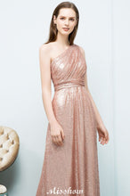 Misshow A-line Sequined One-shoulder Floor-Length Evening Dress Evening Dress