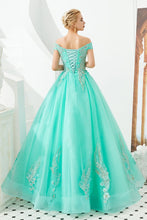 Modern Sleeveless aline Ball Gown Gold Appliques Off the Shoulder Tulle Party Gowns