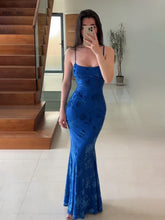 Naylea | Royal Blue Spaghetti Straps Satin Mermaid Long Prom Dress