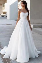 Glamorous Satin A-line Sweetheart Modest Wedding Dresses With Pearls MW1024