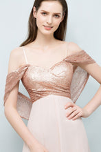 Off-shoulder A-line Sweetheart Spaghetti Long Sequins Chiffon Prom Dresses