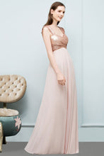 Off-shoulder A-line Sweetheart Spaghetti Long Sequins Chiffon Prom Dresses