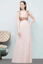 Off-shoulder A-line Sweetheart Spaghetti Long Sequins Chiffon Prom Dresses