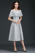 Off Shoulder Tea-Length A Line Lace Homecoming Dresses