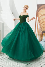 Off the Shoulder aline Princess Ball Gown Tulle Floor Length Beadings Party Gown Lace-up