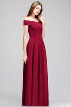 Off-the-shoulder Floor Length Burgundy Party Dress