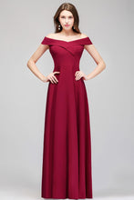 Off-the-shoulder Floor Length Burgundy Party Dress