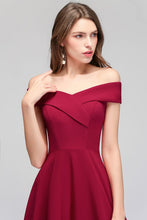 Off-the-shoulder Floor Length Burgundy Party Dress