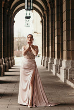 Off-the-Shoulder Satin Mermaid Prom Dress Side Slit with Detachable Train