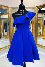 One Shoulder Ruffled Short Prom Dress Yellow Homecoming Dress PD342