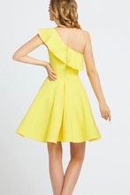 One Shoulder Ruffled Short Prom Dress Yellow Homecoming Dress PD342