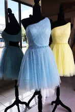 One Shoulder Yellow Chic Tulle Homecoming Dress Cute Graduation Dress PD374